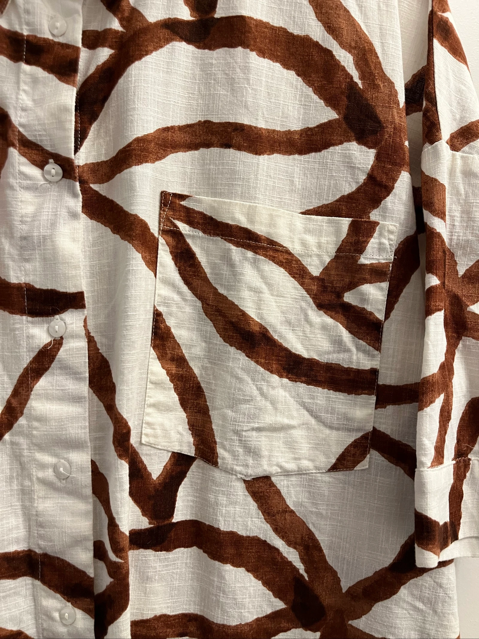 Camisa de manga corta - Kiabi - XXL - Talla grande - Marrón & Blanco - 100% algodón – photo 7